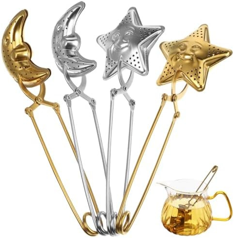 Garneck 4 Pcs Loose Leaf Tea Spoons with Moon and Star Shape - Stainless Steel Tea Strainers Set ... | Amazon (US)
