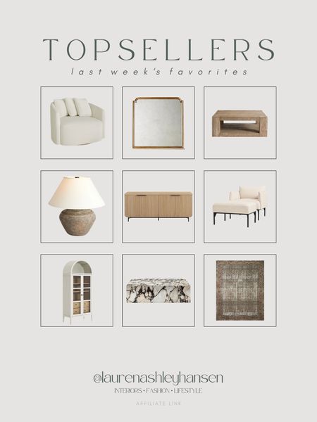 This week’s top sellers! A combination of finds I love and new ones too. My Walmart swivel chair I love, our stunning sideboard, my new favorite arched cabinet, our area rug and more! 

#LTKHome #LTKStyleTip