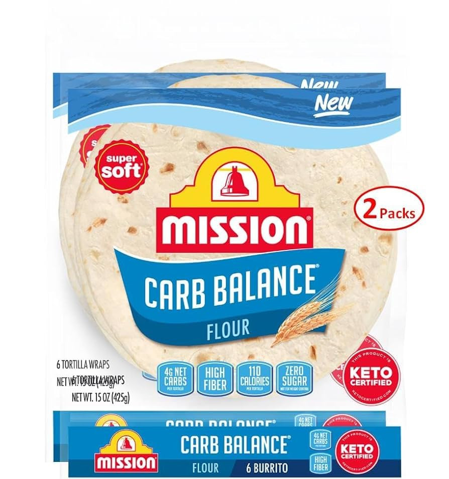 Mission Low Carb Flour Tortilla, Carb Balance Burrito, 6 Count - 2 Packs | Amazon (US)