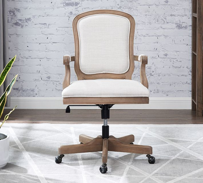 Izzy Upholstered Swivel Desk Chair | Pottery Barn | Pottery Barn (US)