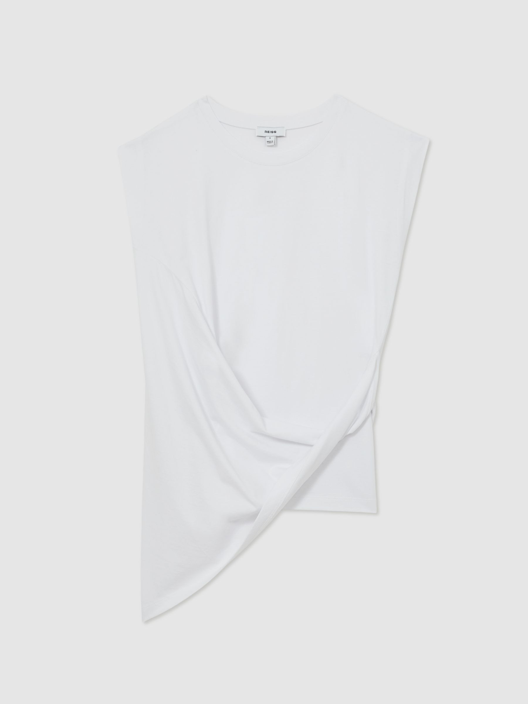 Reiss Cotton Drape T-Shirt in White - REISS | Reiss UK