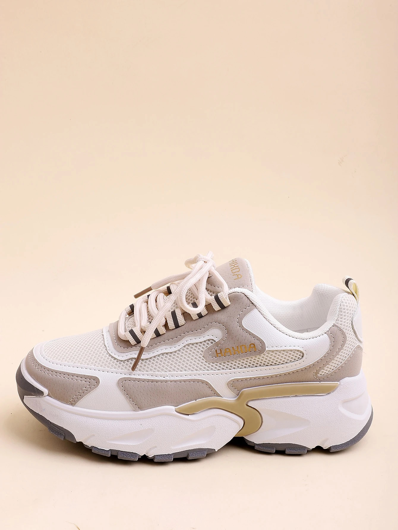 Color Block Lace-up Front Chunky Sneakers | SHEIN