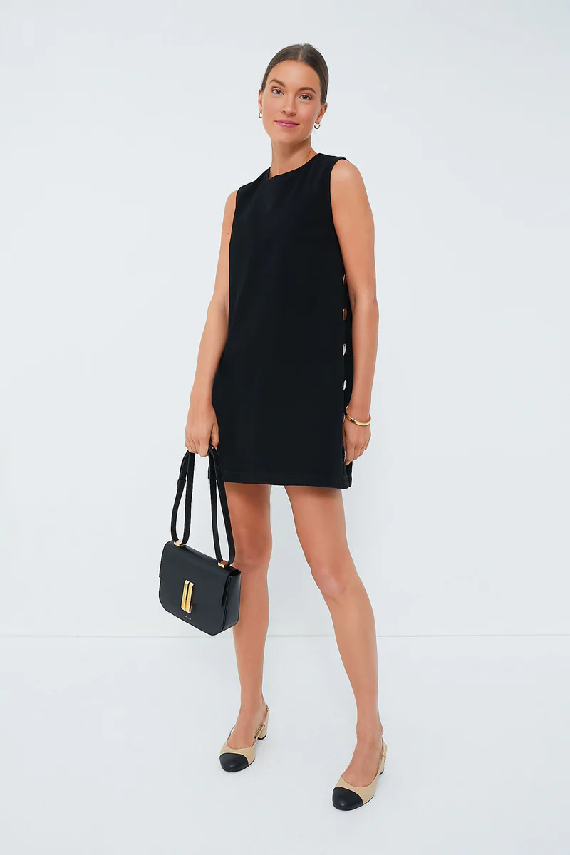 Black Twill Button Bitsy Dress | Tuckernuck (US)
