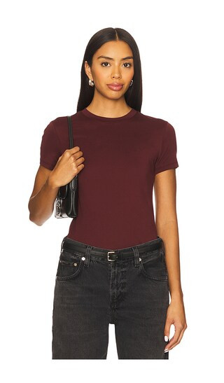Theory Tiny Basic Tee in Burgundy. - size S | Revolve Clothing (Global)