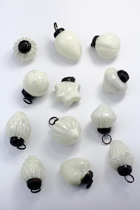 mini Mercury Glass Ornaments - Sets of 12 Ornaments - Size 1.5 inches (White Mix Shape) | Amazon (US)