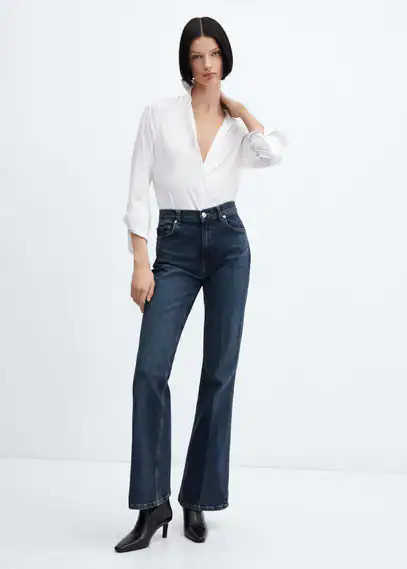 MANGO - Medium-rise flared jeans dark vintage blue - 34 - Woman | Mango (US/MX/AU)