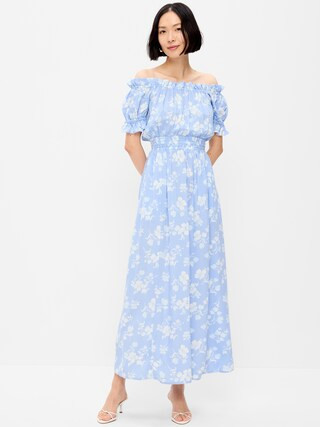 Off-The-Shoulder Boho Maxi Dress | Old Navy (CA)