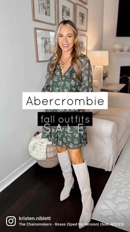 Wearing an xs petite in Abercrombie dresses and xs regular in jumpsuit. Runs tts. Comes in other colors. // use code KRISTENN40 for 40% off on boots. // shop this LTK link to get 25% off Abercrombie  

Amazon boots. Over the knee boots. OTK boots. Green dress. Fall dress. Fall outfit. Fall style. Holiday style. Black boots  

#LTKU #LTKSale #LTKSeasonal