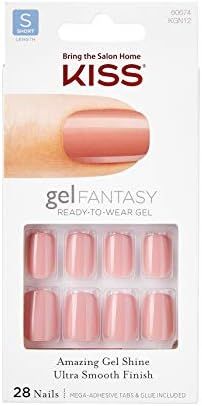 Kiss Nails GEL FANTASY Short Design Nails w/Adhesive Tabs & Glue (KGN12-RIBBONS) (1 PACK) | Amazon (US)
