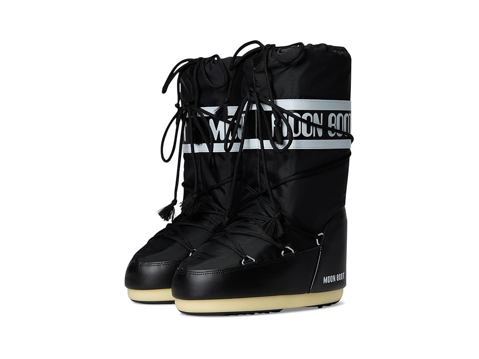 MOON BOOT Icon Nylon Women's Cold Weather Boots Black : 42/44 (US Women's 10-11.5) B - Medium, Synthetic | Zappos
