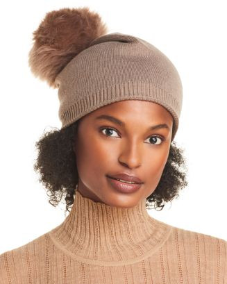 Kyi Kyi Cashmere Faux Fur Pom Pom Hat   | Bloomingdale's Jewelry & Accessories | Bloomingdale's (US)
