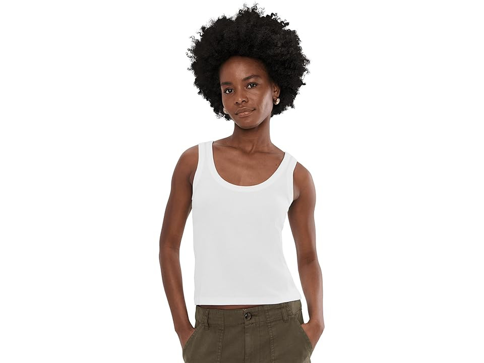 Madewell (Re)Generative Cotton Ribbed Scoop Neck Tank Top Women's Clothing White : 2XL (Women's 18), Cotton/Elastane | Zappos