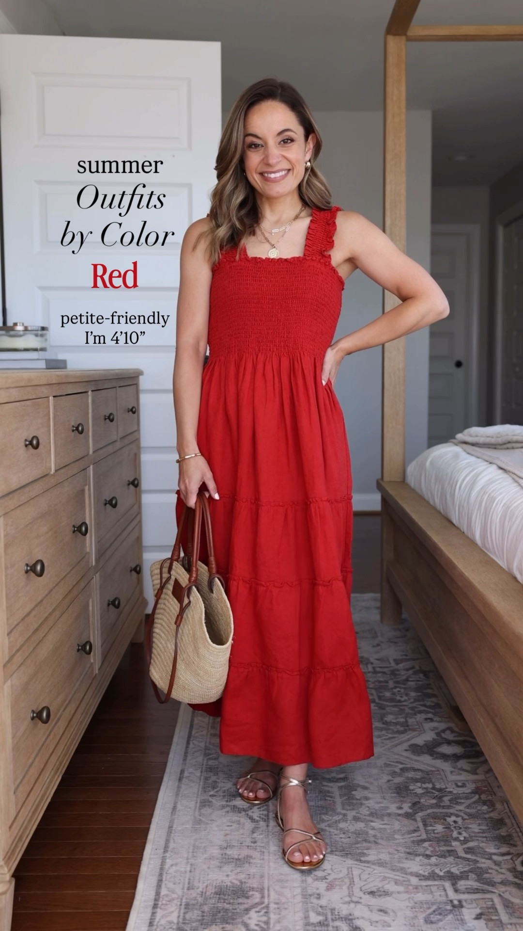 Summer outfits by color series: red 

Red dress (Quince): xs 
Red skirt (Quince): xs 
Crochet tank top (Abercrombie): xxs 
Camisole (Kohl’s): small 
White denim shorts (Quince): 24 
Red top (Target): xs 
Striped shorts (Amazon): xs 
White sweater tank top (Quince): xs

#LTKPetite