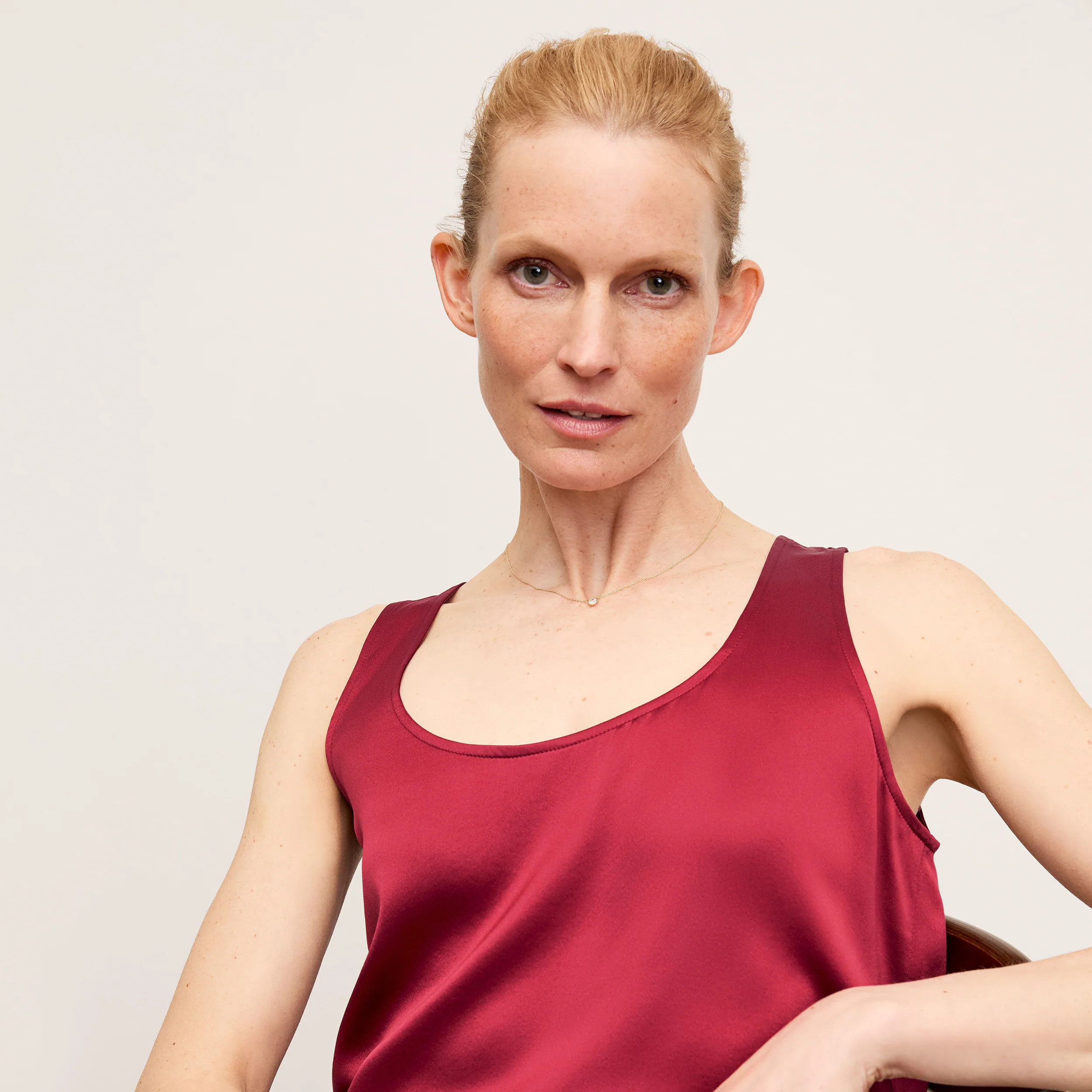 Vicky Tank - Washable Silk Charmeuse :: Scarlet | MM LaFleur