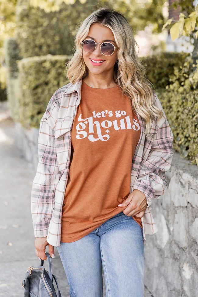 Let's Go Ghouls Burnt Orange Graphic Tee | Pink Lily
