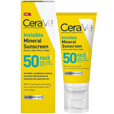 CeraVe Invisible Mineral Face Sunscreen - SPF 50 - 1.75 fl oz | Target