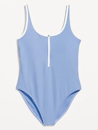 Half-Zip One-Piece Swimsuit for Women | Old Navy (US)
