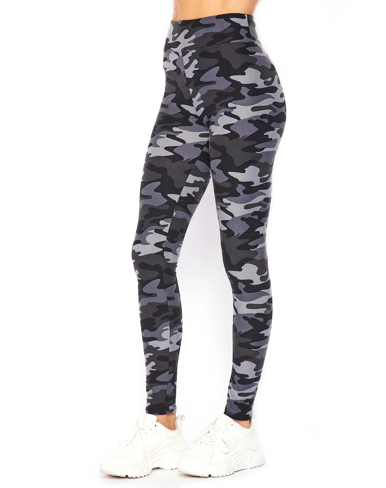 Kuda Moda Women 3 inch Wide Waistband Camouflage Full Length Ankle Legging Pants Yoga Sports | Walmart (US)