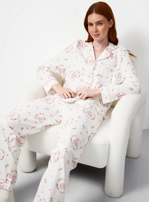 Buy White Heart Print Traditional Pyjamas M | Pyjamas | Tu | Tu Clothing