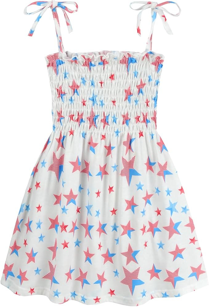 CM-Kid Girls July 4th Dress Red White Blue Star Toddler Patriotic Outfit American Flag Sundress 2... | Amazon (US)