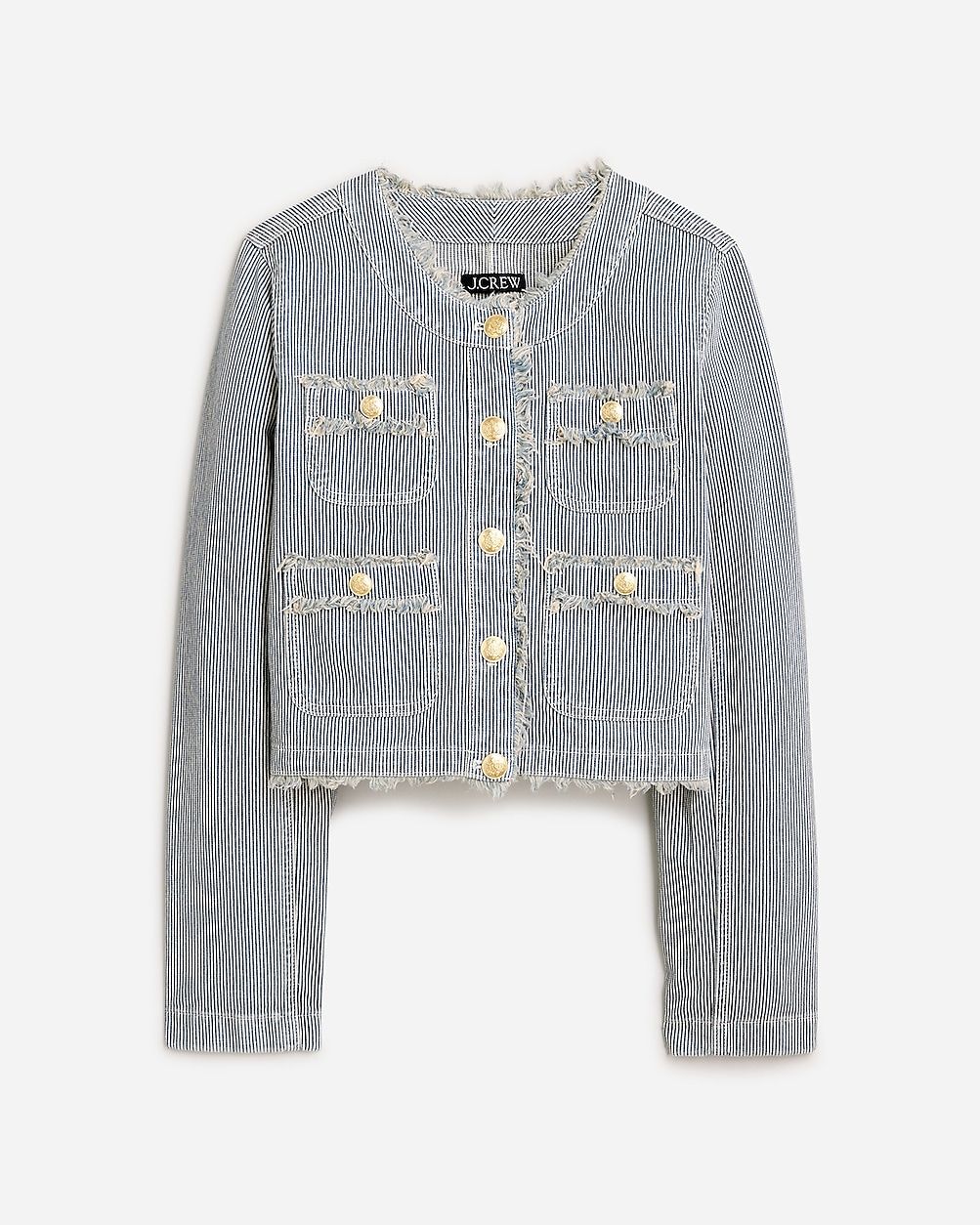 Frayed denim lady jacket in stripe | J.Crew US