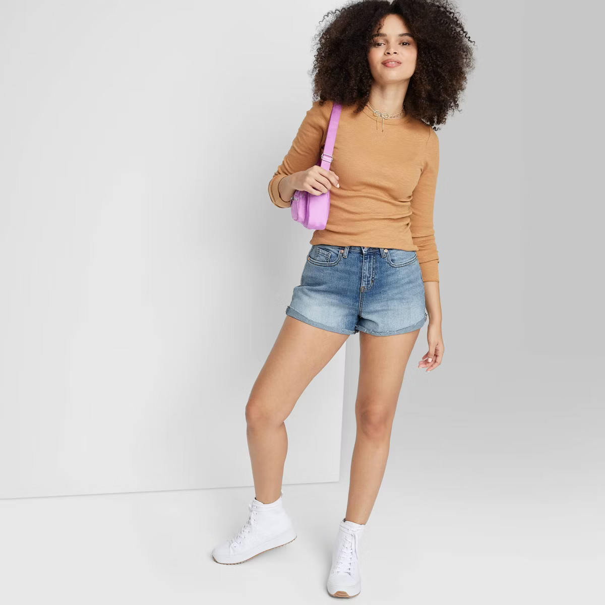 Women's High-Rise Curvy Rolled Cuff Jean Shorts - Wild Fable™ | Target