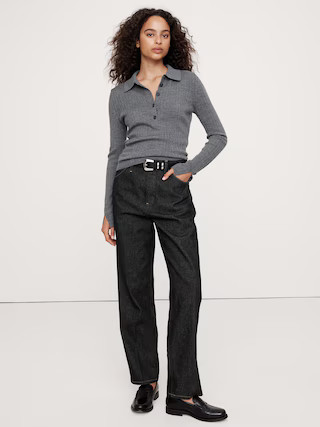 Ribbed Merino Sweater Polo | Banana Republic (US)