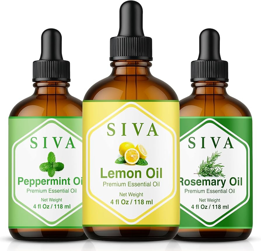 Siva Lemon, Peppermint and Rosemary Essential Oil 4oz Bundle Super Saver Combo – Premium Grade ... | Amazon (US)
