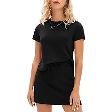 EXLURA Womens Casual Summer 2 Piece Short Skirt Sets Short Sleeve Tshirt And Tennis Skort Dressy ... | Amazon (US)