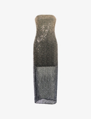 Beaded Strapless Woven Midi Dress | Selfridges
