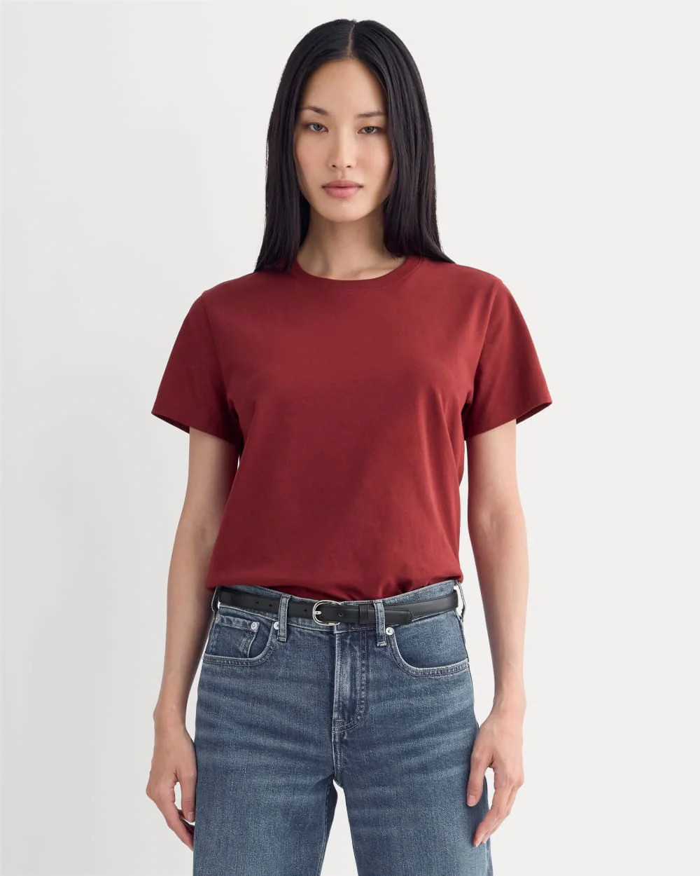The Box-Cut Tee in Essential Cotton | Merlot | No Pocket | Everlane
