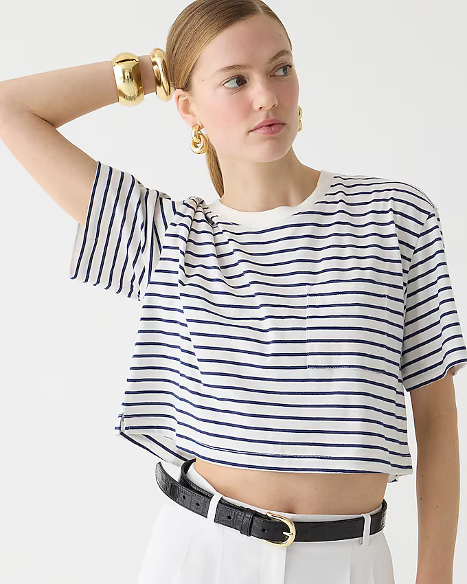 Vintage jersey cropped T-shirt in stripe | J. Crew US