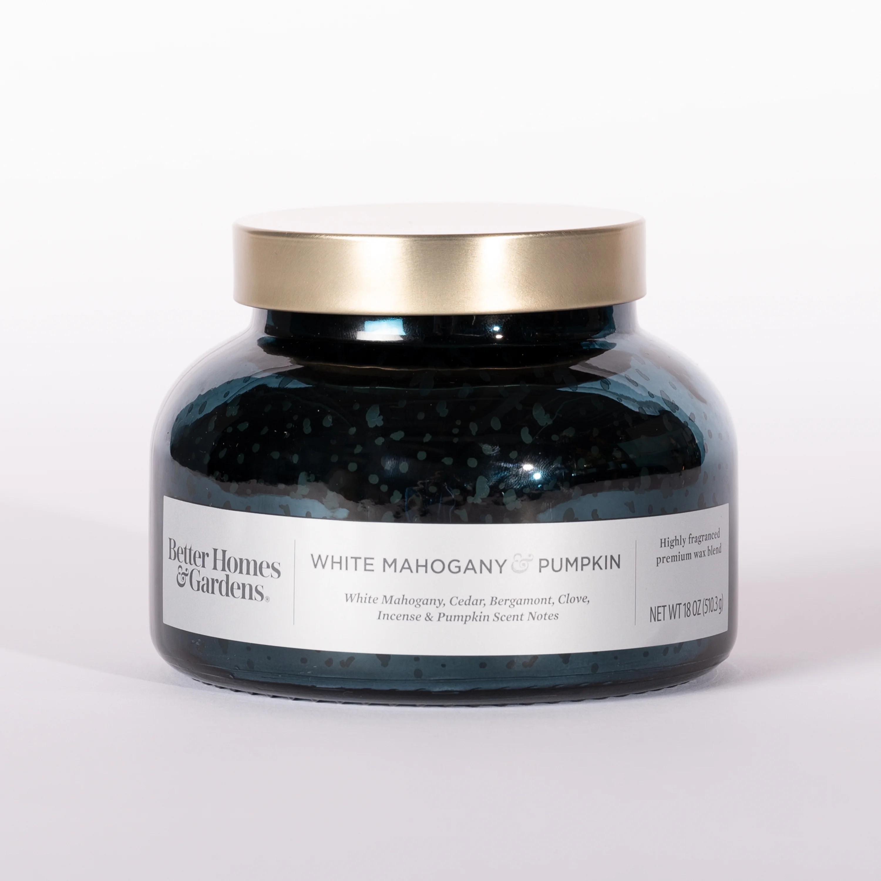 Better Homes & Gardens 18oz White Mahogany & Pumpkin Scented Mercury Glass 2-Wick Bell Jar Candle | Walmart (US)