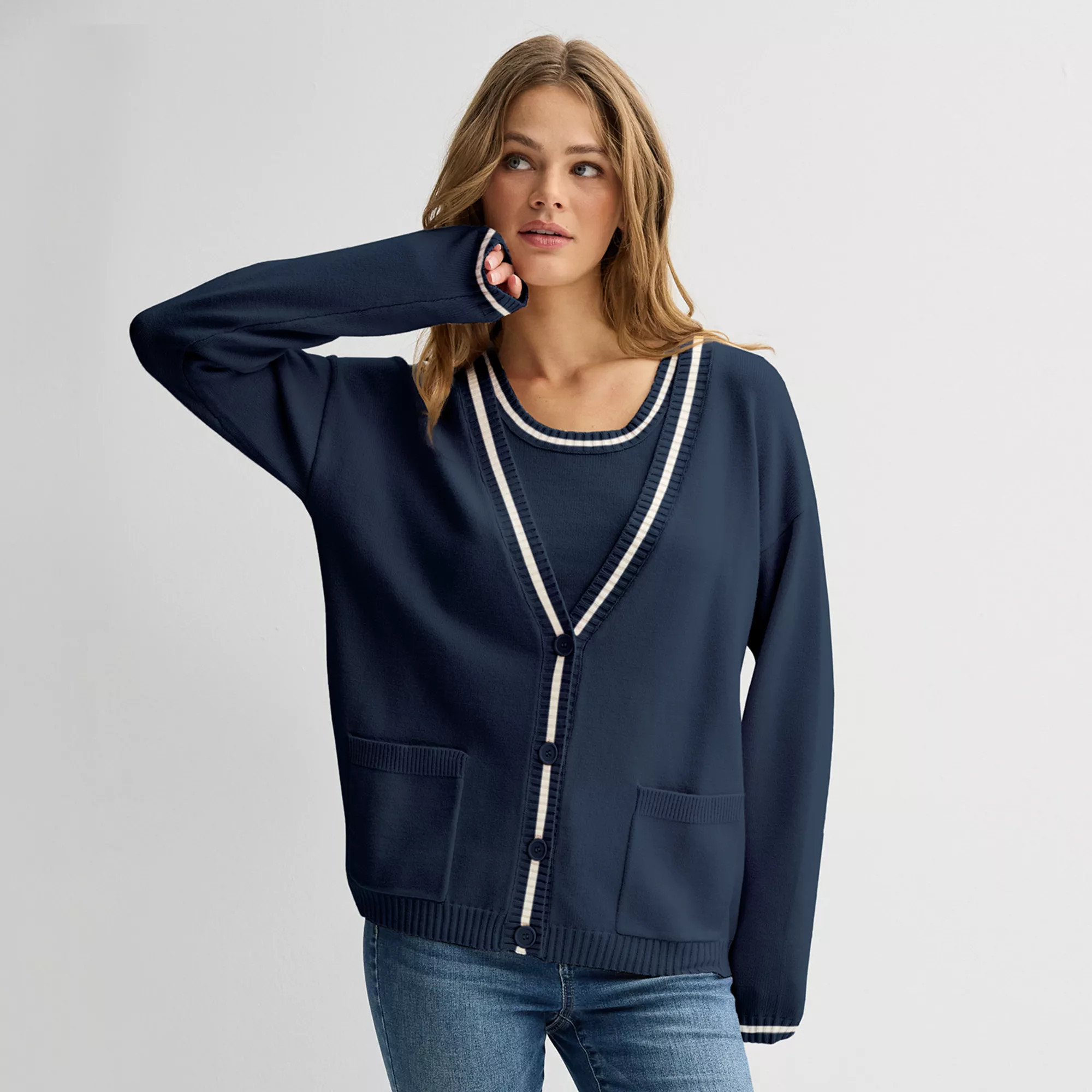 Juniors' Pink Republic Button-Front Cardigan | Kohl's