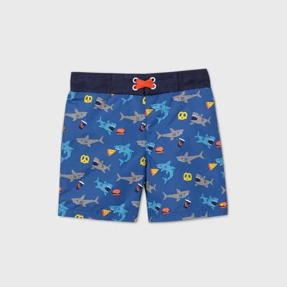 Toddler Boys' Shark Print Swim Trunks - Cat & Jack™ Blue | Target