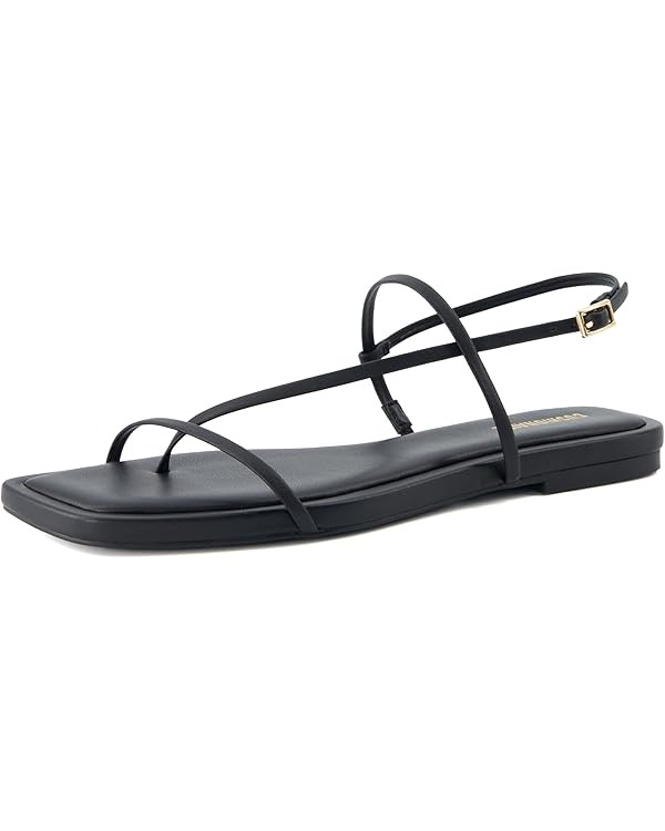 CUSHIONAIRE Women's Glory strappy flat sandal +Memory Foam and Wide Widths Available | Amazon (US)
