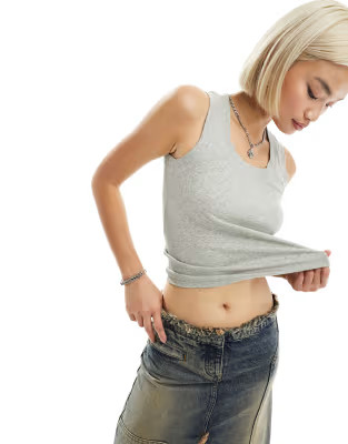 Free People U-neck tank in heather grey | ASOS (Global)