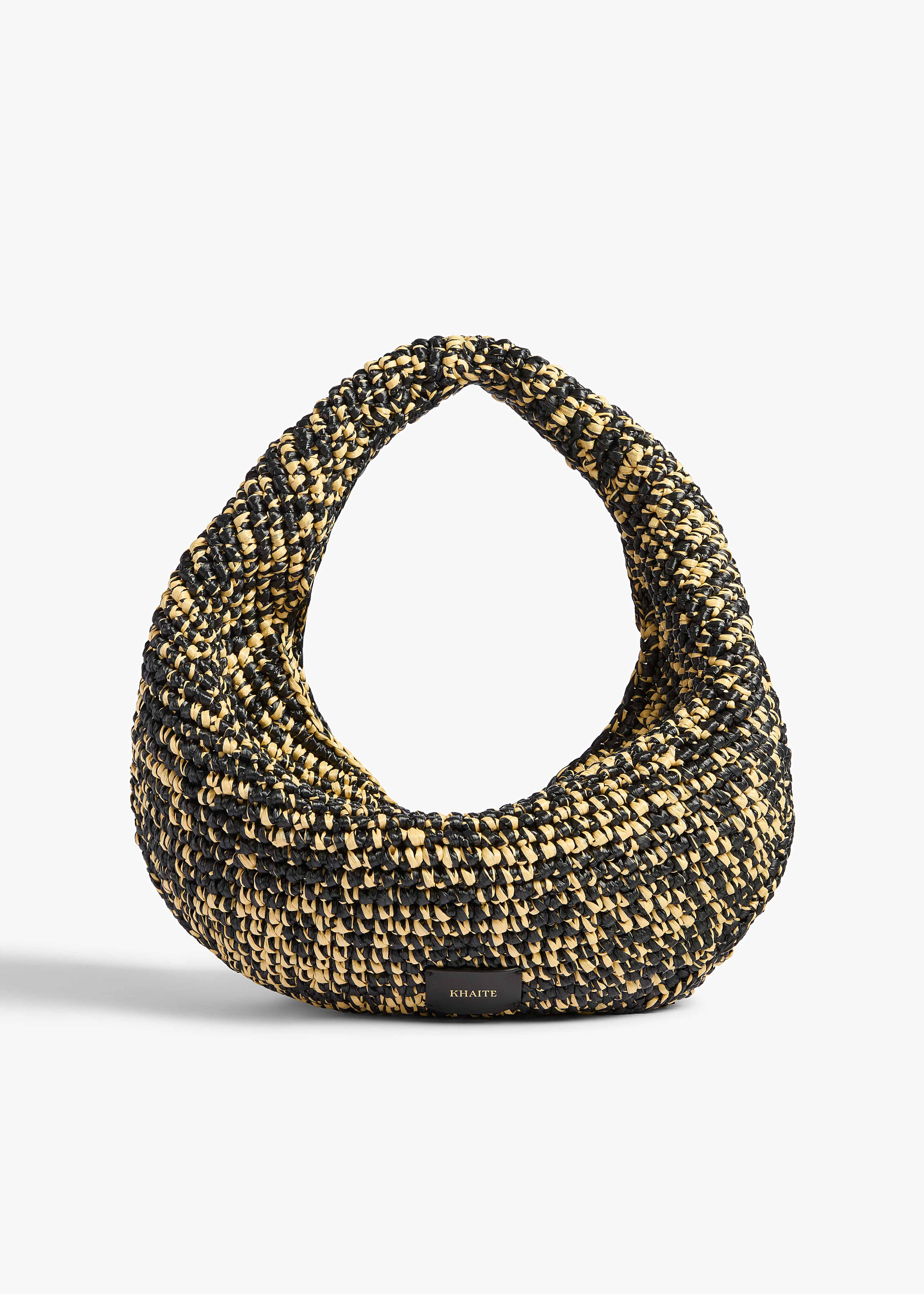 KHAITE - Medium Olivia Hobo In Black And White Raffia | Khaite