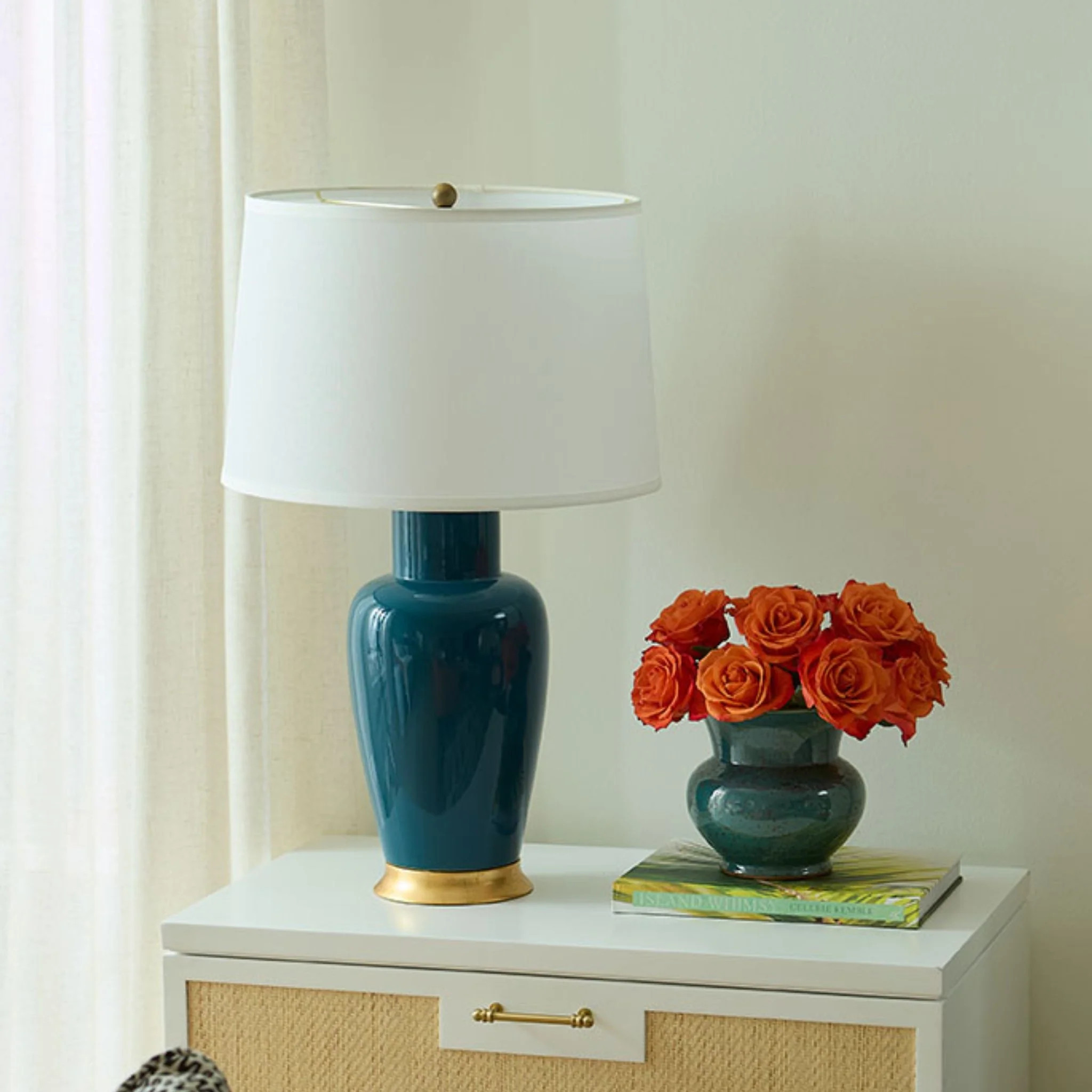Kylie Lamp Dark Teal With Shade | The Well Appointed House, LLC