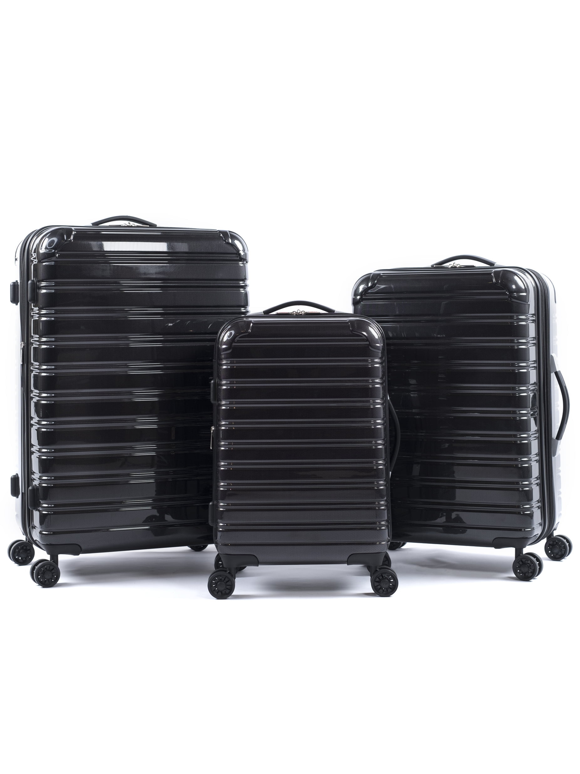 iFLY Hardside Fibertech Luggage 3 Pc Set, 20" Carry-on, 24" & 28" Checked Luggage, Black | Walmart (US)