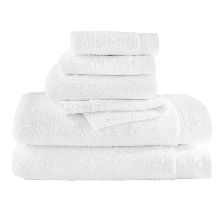 Hotel Style 6-Piece Egyptian Cotton Tencel Lyocell, Bath Towel Set, Arctic White | Walmart (US)