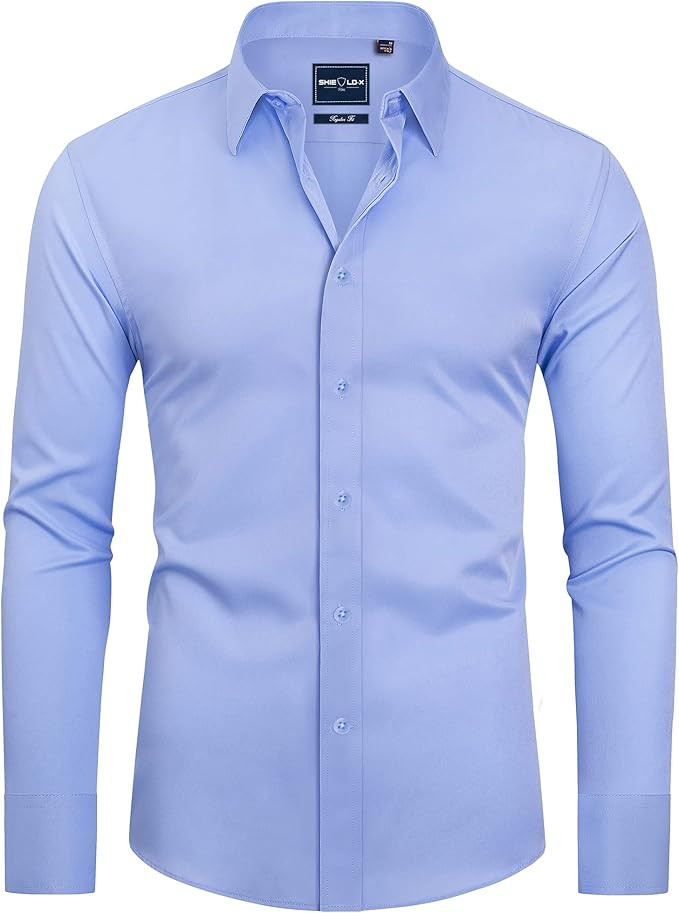 Alimens & Gentle Slim Fit Mens Dress Shirts Long Sleeve Dress Shirts for Men Stain Sheild Button ... | Amazon (US)