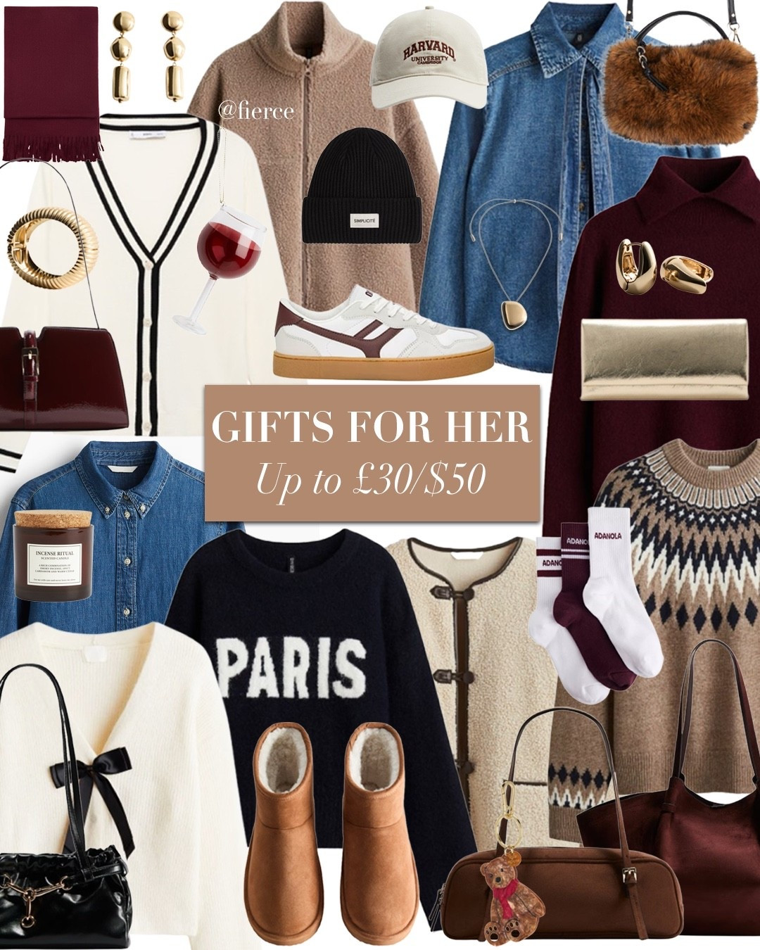 Gifts for her Up To £30/$50

Denim tie detail shirt fair isle jumper vintage look sneakers brown Ugg dupe boots tie detail cardigan printed navy jumper two tone cardigan blue classic  denim shirt brown suede bag bag charm black beanie hat gold clutch bag gold earrings burgundy roll neck jumper scented candle Christmas tree decoration burgundy bag gold bracelet burgundy scarf 

#LTKgiftguide #LTKuk #LTKfestive