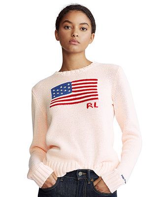 Polo Ralph Lauren Women's Pink Pony Flag Cotton Sweater & Reviews - Sweaters - Women - Macy's | Macys (US)