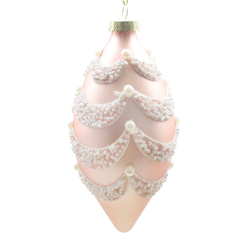 Beaded Pink Glass Finial Ornament, 5" | At Home