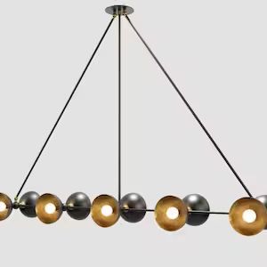 Mid Century Style 10 Lights Shade Sputnik Brass Chandelier Light | Etsy (US)