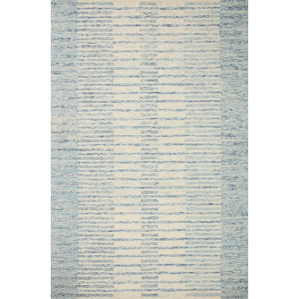 Chris CHR-01 Ivory/Denim Wool Hand-Tufted Striped Area Rug | Rugs Direct