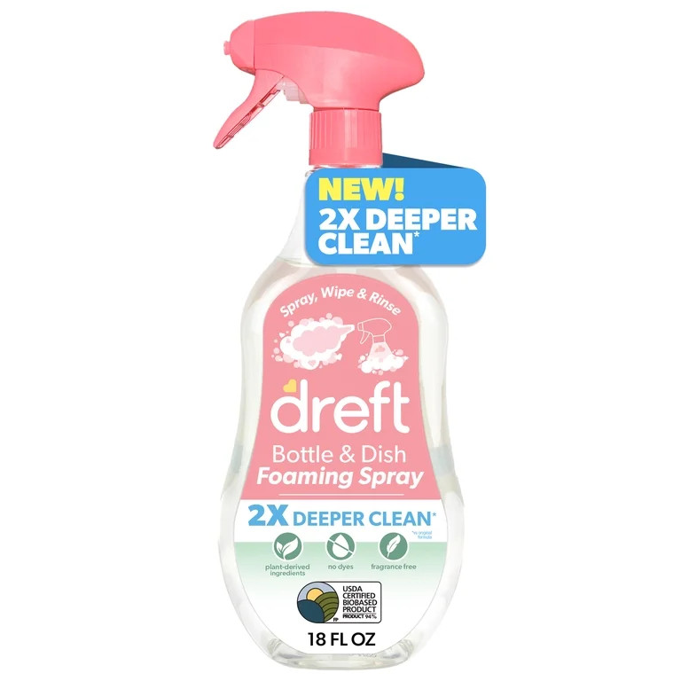 Dreft Foaming Baby Bottle and Dish Cleaning Spray, Plant-Derived Formula, 18 Fl Oz | Walmart (US)