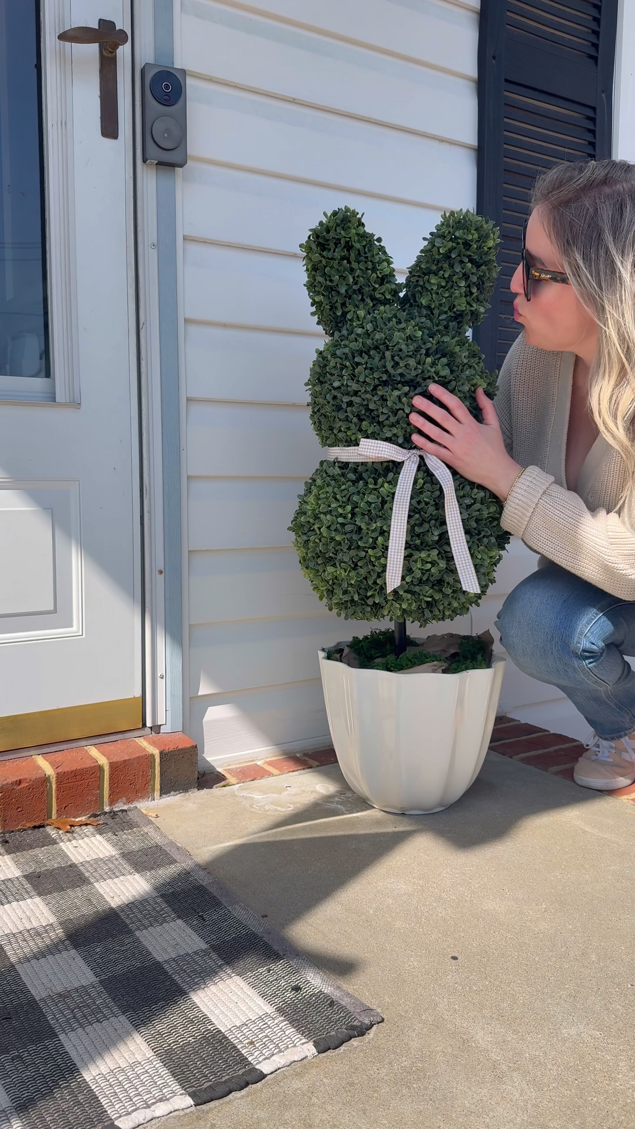 Spring bunny topiary and porch essentials.
_
Got my bunny topiary in store at Walmart, when it was showing not in stock 
