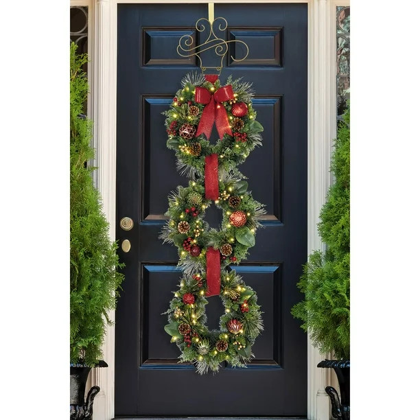 Member's Mark Pre-Lit Decorated Three Wreath Door Hanger | Sam's Club